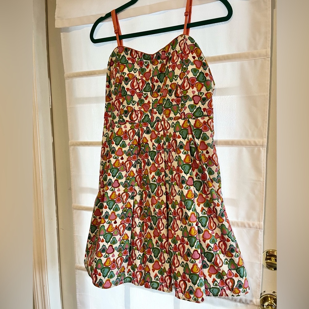 American Rag- A Line Dress with pear print and padded bra cups